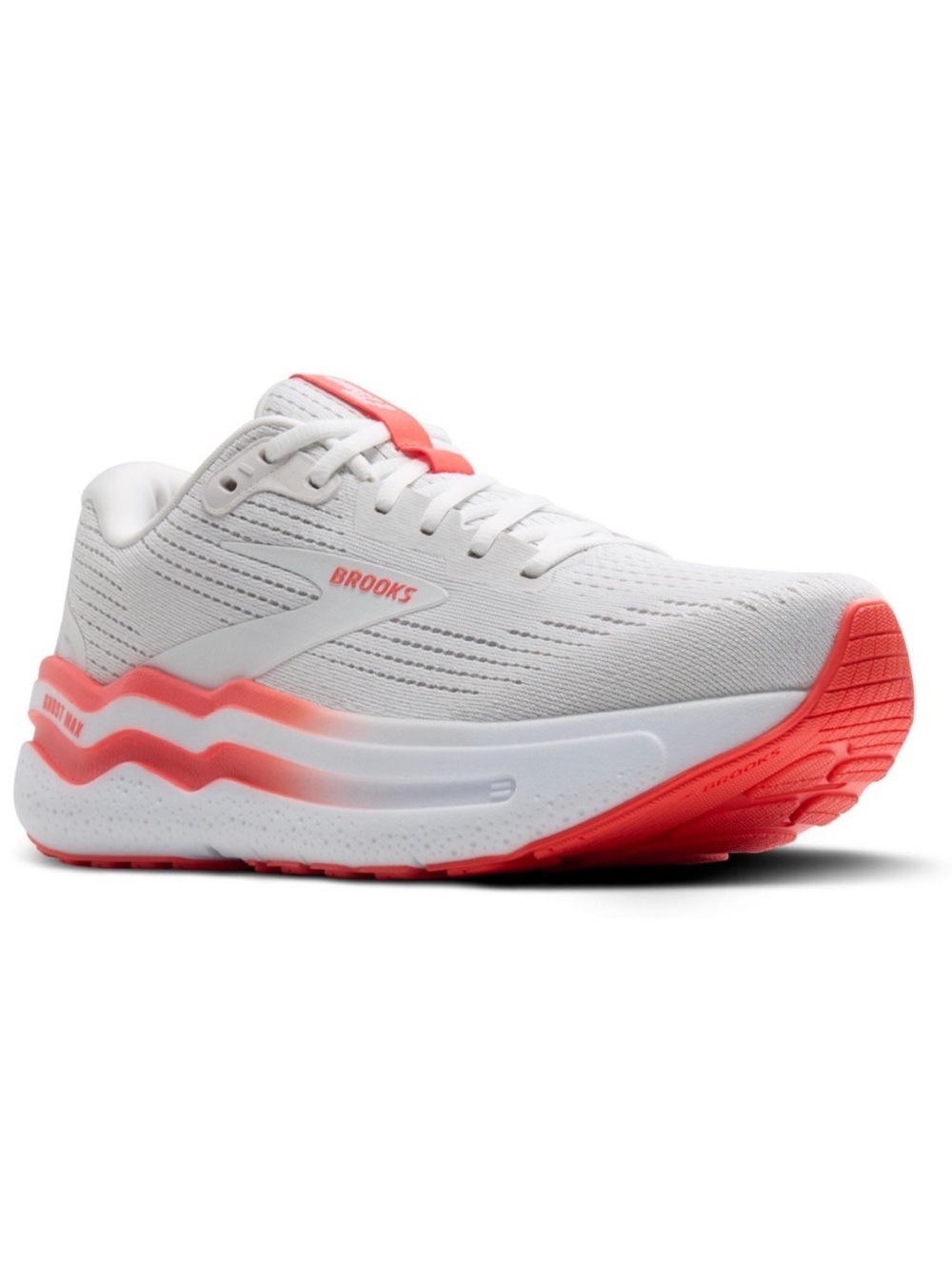 EXCELLENT CONDITION BROOKS GHOST MAX 2 WHITE/HOT CORAL WOMEN’S SIZE 8
